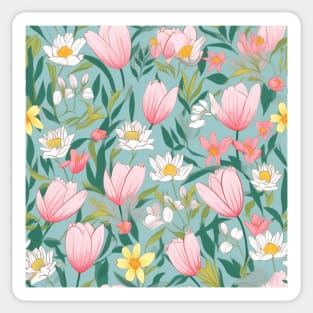 Blossoming Fashion: A Delicate Floral Fabric Pattern #3 Sticker